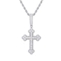 925 Sterling Silver Gra Certified Vvs Moissanite Diamond Iced Out Iris Cross Pendant