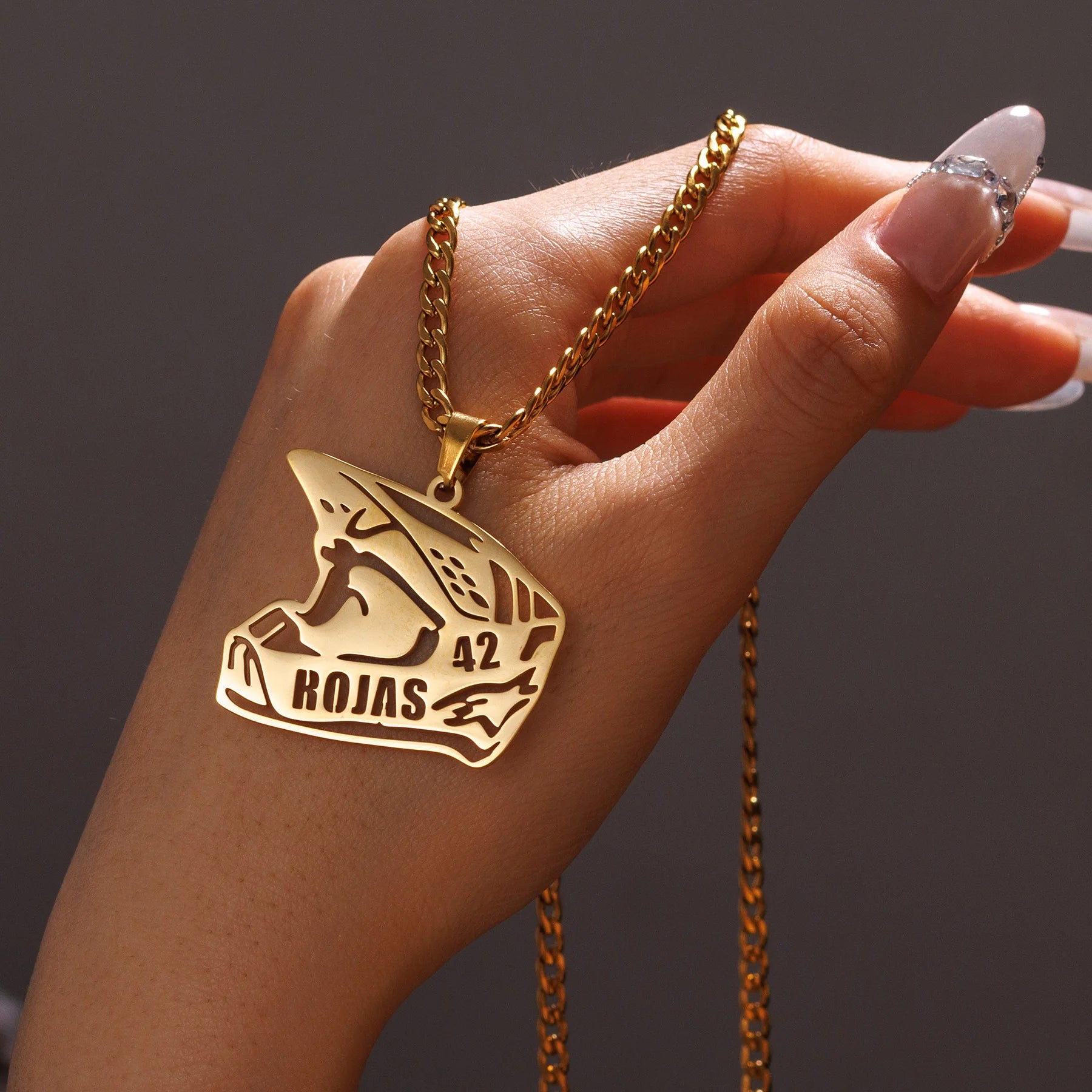 Atoztide Custom Name Necklace for Women Men Sports Helmet Pendant Stainless Steel Jewelry Choker Thick Chain Personalized Gift