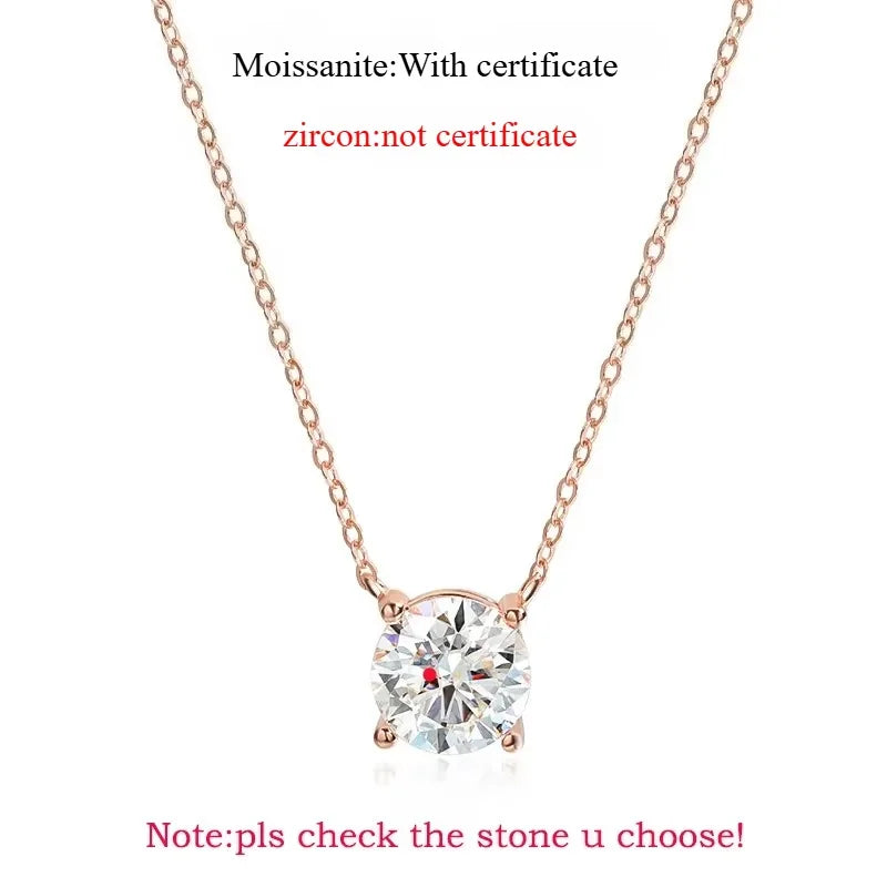 Smyoue 1-5CT Rose Gold Color Moissanite Necklace for Women D Color Sparkling Classic Lab Diamon Pendant Sterling Silver 925 100%