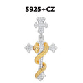 Iced Out Snake Cross Pendant Necklace GRA Certified Moissanite 925 Silver Hip Hop Religious Charm Fine Jewelry For Woman Man
