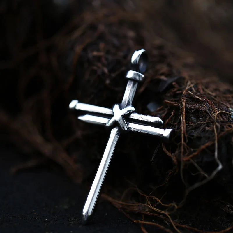 Stainless Steel Pendant Religious Simple nail cross pendant Religious Christian Men Necklace Jewelry BP8-680