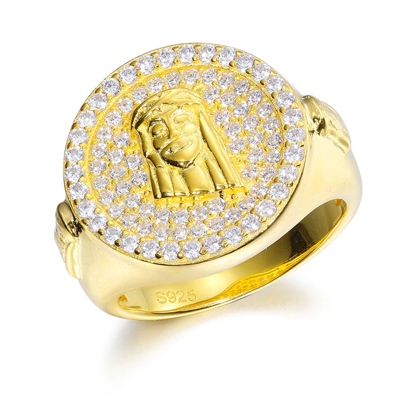 Unisex oval Iced Out VVS1 Moissanite Cross Rings S925 Silver For Men Hip Hop Jewelry