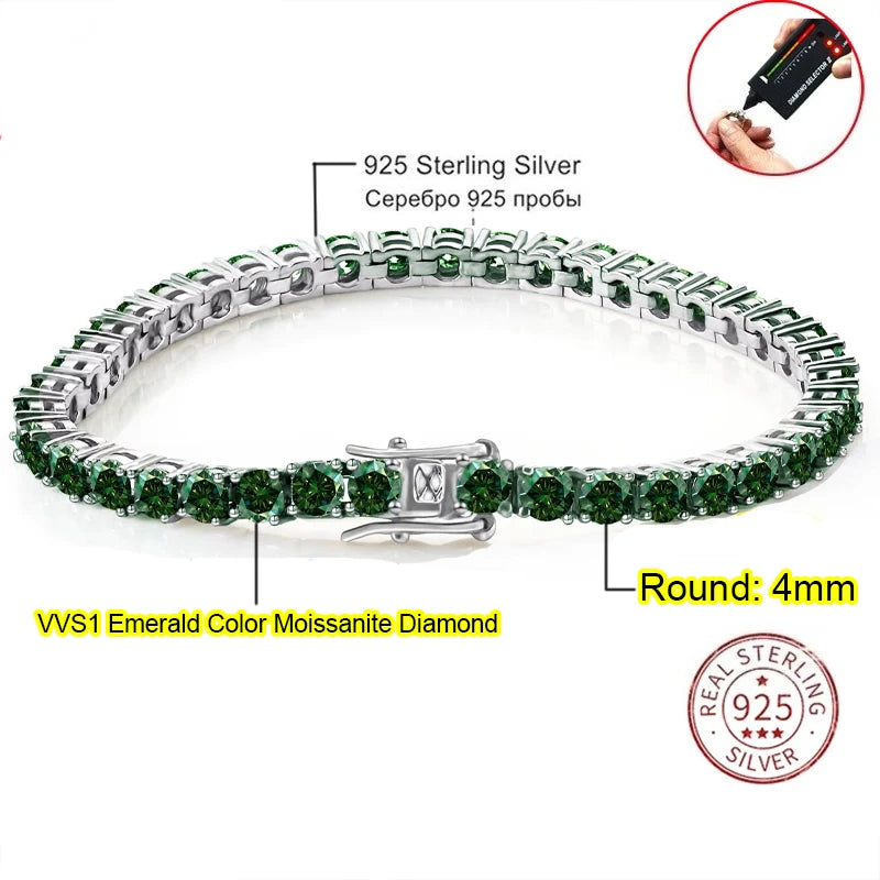 Real Moissanite Tennis Bracelet for Women Men 3.0mm Lab Diamond Bangle with Certificates 925 Sterling Silver Fine Jewelry