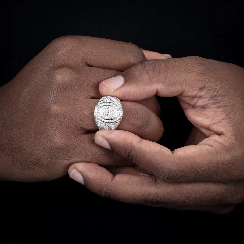 Unisex oval Iced Out VVS1 Moissanite Cross Rings S925 Silver For Men Hip Hop Jewelry