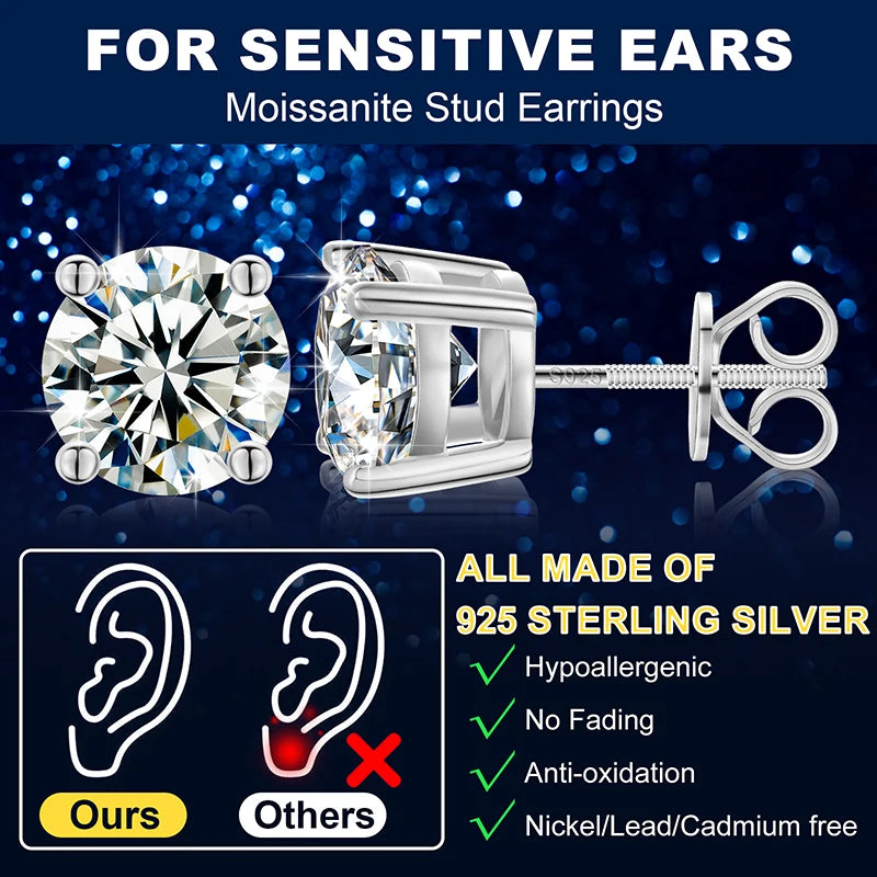 Classic Dollar Moissanite Earring For Women Jewelry Silver 925 Sterling Silver Gold Plated Wedding Jewelry Women Gif