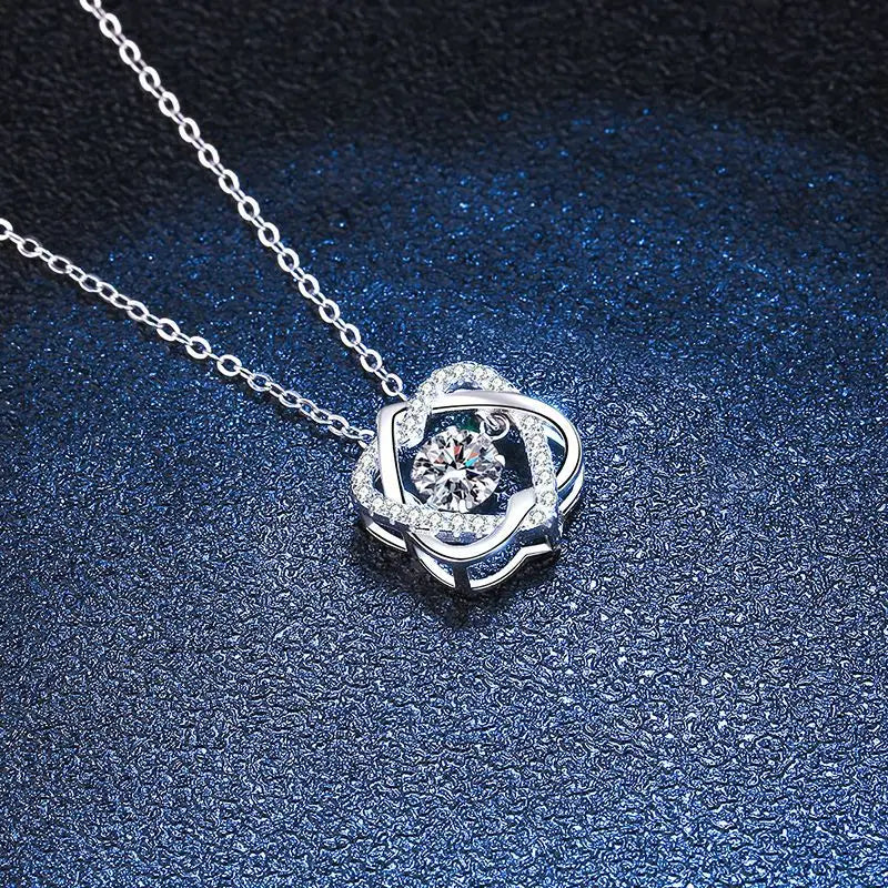 Moissanite Necklace For Women 100% Sterling S925 Silver With White Gold Plated Lab Diamond Jewelry Wedding Pendant with O-chain