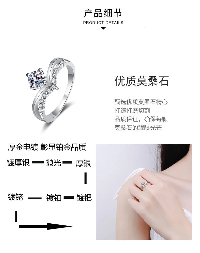 Moissanite Ring Original 100% 925 Sterling Silver Jewellery ladies Women's Factory Sales Jewelry 2025 Wedding Engagement Rings