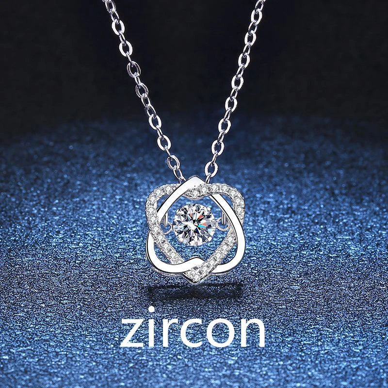 Moissanite Necklace For Women 100% Sterling S925 Silver With White Gold Plated Lab Diamond Jewelry Wedding Pendant with O-chain