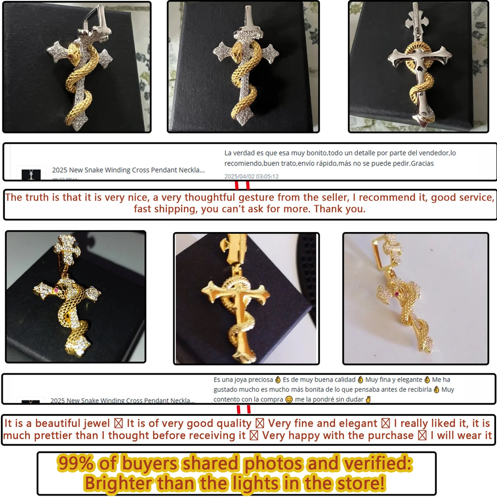 Iced Out Snake Cross Pendant Necklace GRA Certified Moissanite 925 Silver Hip Hop Religious Charm Fine Jewelry For Woman Man
