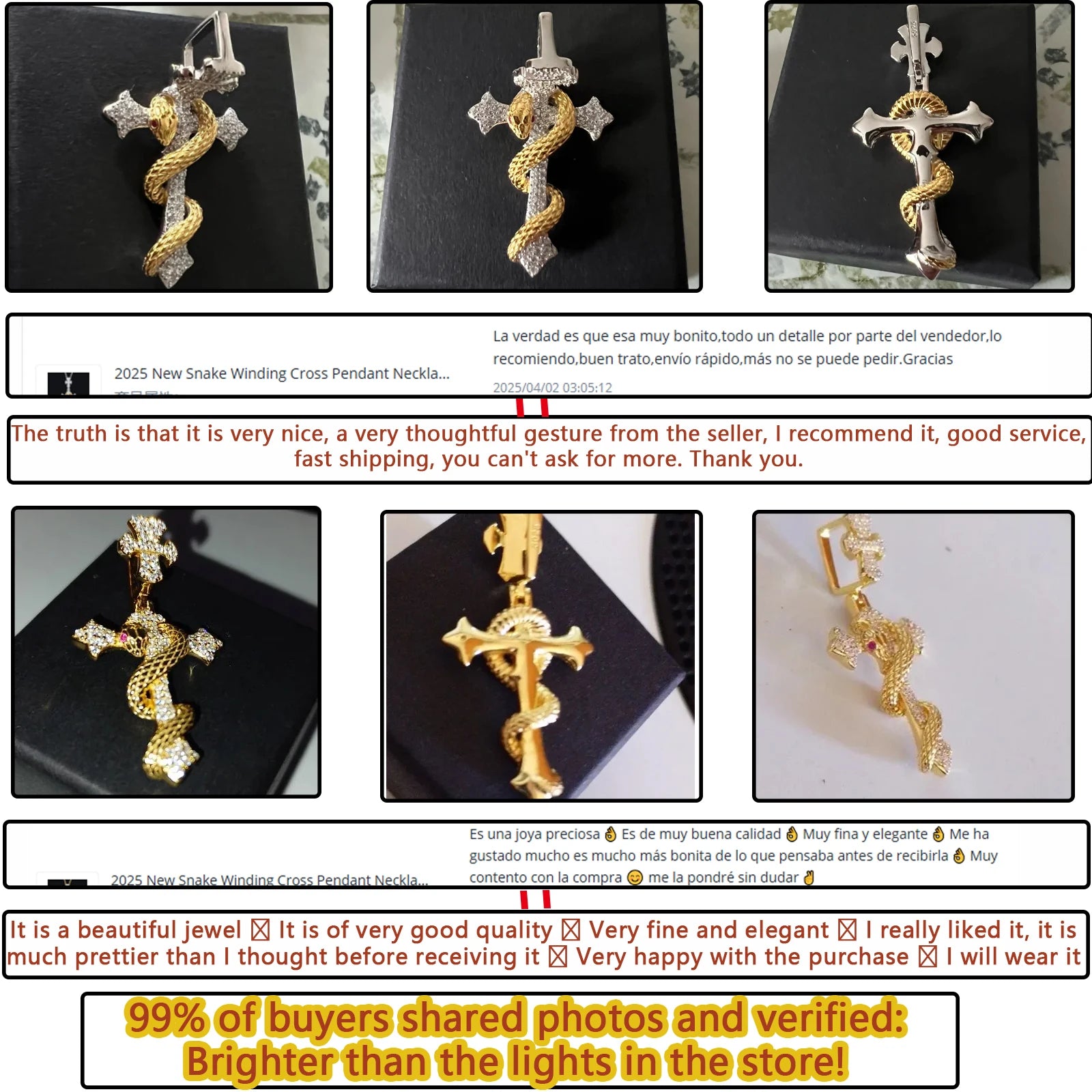 Iced Out Snake Cross Pendant Necklace GRA Certified Moissanite 925 Silver Hip Hop Religious Charm Fine Jewelry For Woman Man