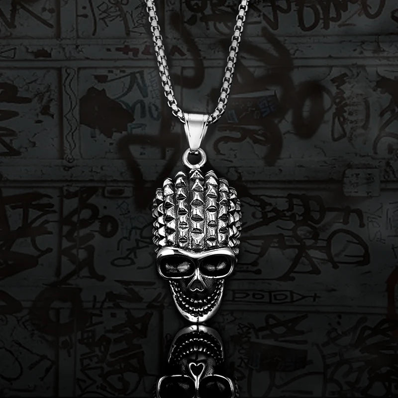 Stainless Steel Skull Pendant, Vintage Gothic necklace Jewelry, High-Quality Steel, Unique Design Sweater chain for Men's Gifts