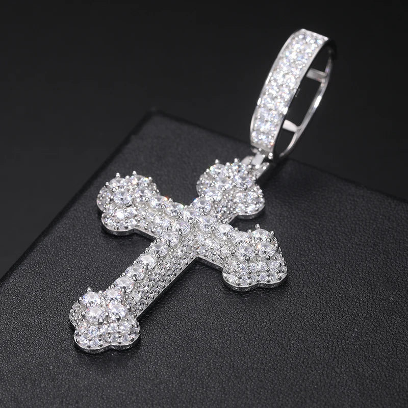 Unisex 925 Moissanite Hip Hop Jewelry Classic Cross Pendant Necklace S925 Silver For Men Hip Hop Jewelry