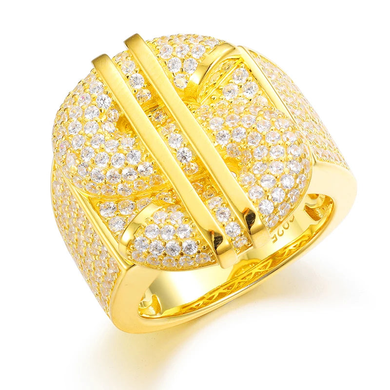 Unisex oval Iced Out VVS1 Moissanite Cross Rings S925 Silver For Men Hip Hop Jewelry