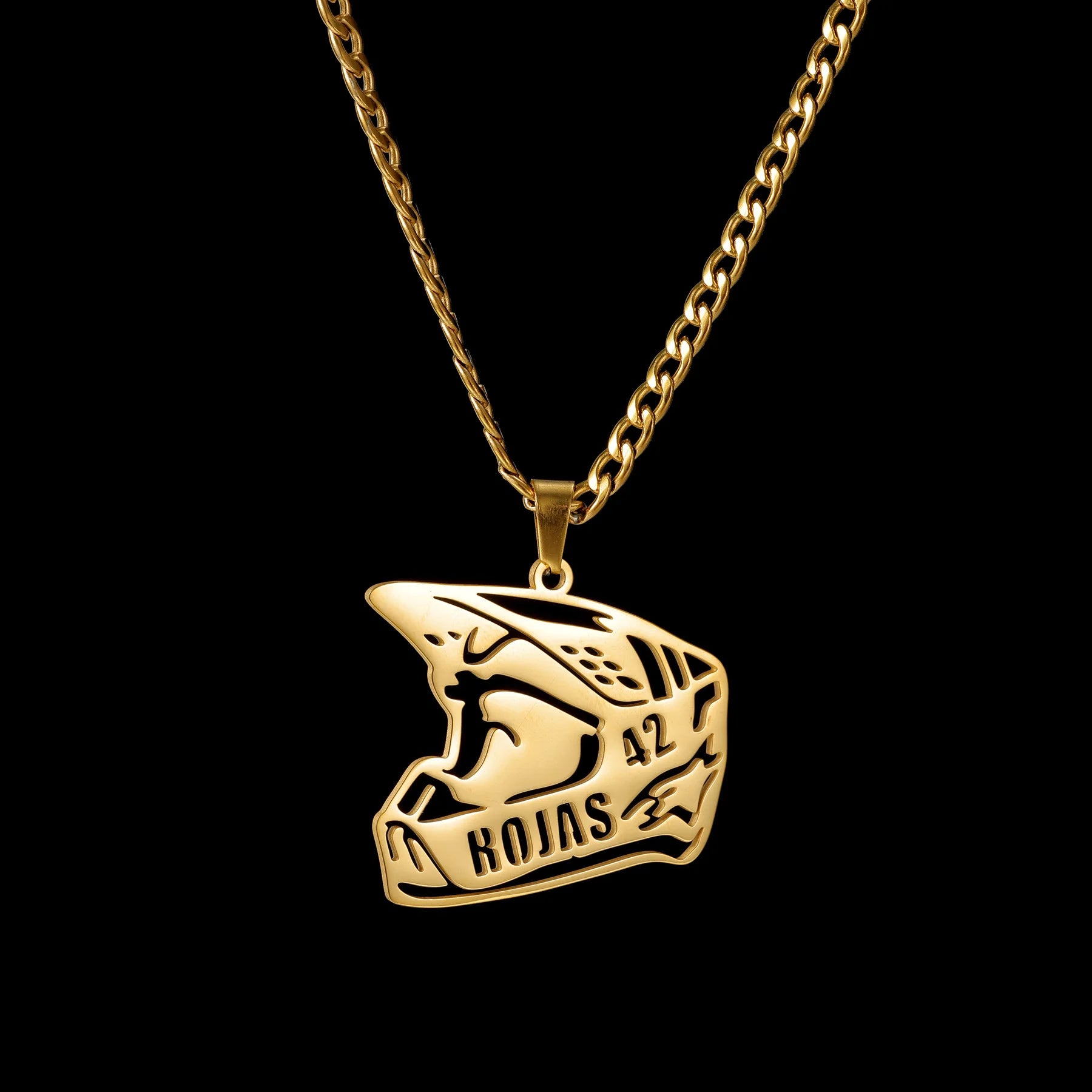 Atoztide Custom Name Necklace for Women Men Sports Helmet Pendant Stainless Steel Jewelry Choker Thick Chain Personalized Gift