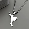 Hiphop Taekwondo Kicking Karate Chain For Women Men Stainless Steel Silver Color Female Sports Style Pendant Necklace Jewelry