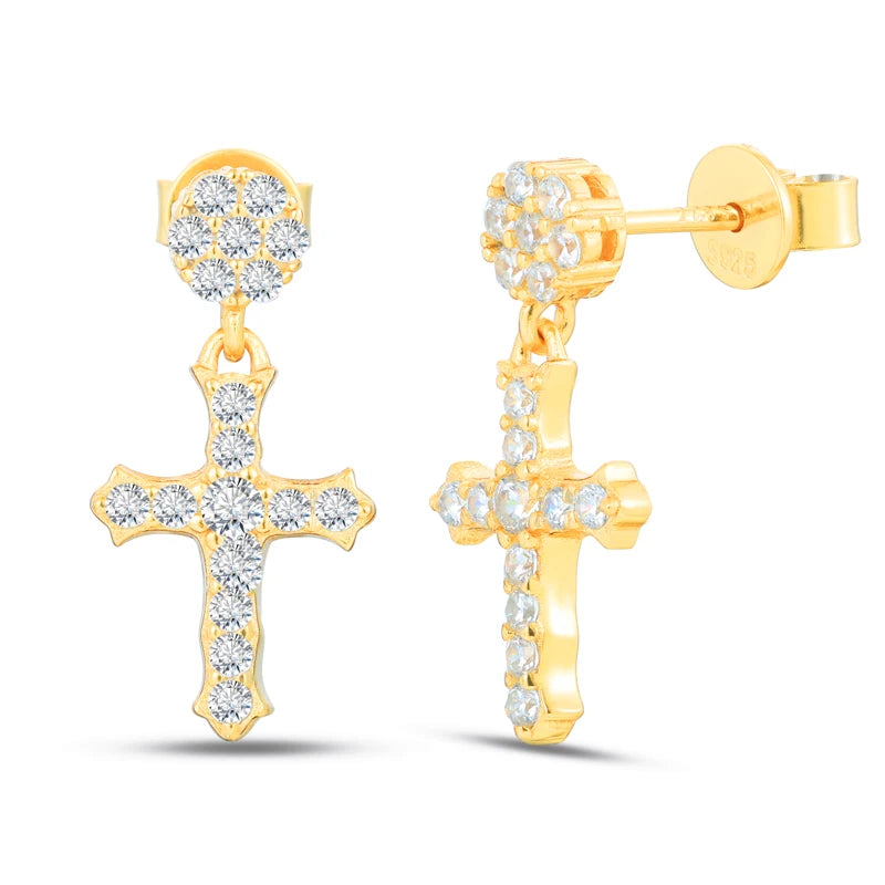 VVS1 Moissanite Cross Earring 925 Silver Earrings For Men Women ﻿Hip Hop Jewelry Party Gifts ﻿