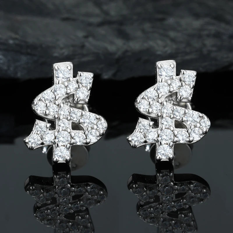 Classic Dollar Moissanite Earring For Women Jewelry Silver 925 Sterling Silver Gold Plated Wedding Jewelry Women Gif