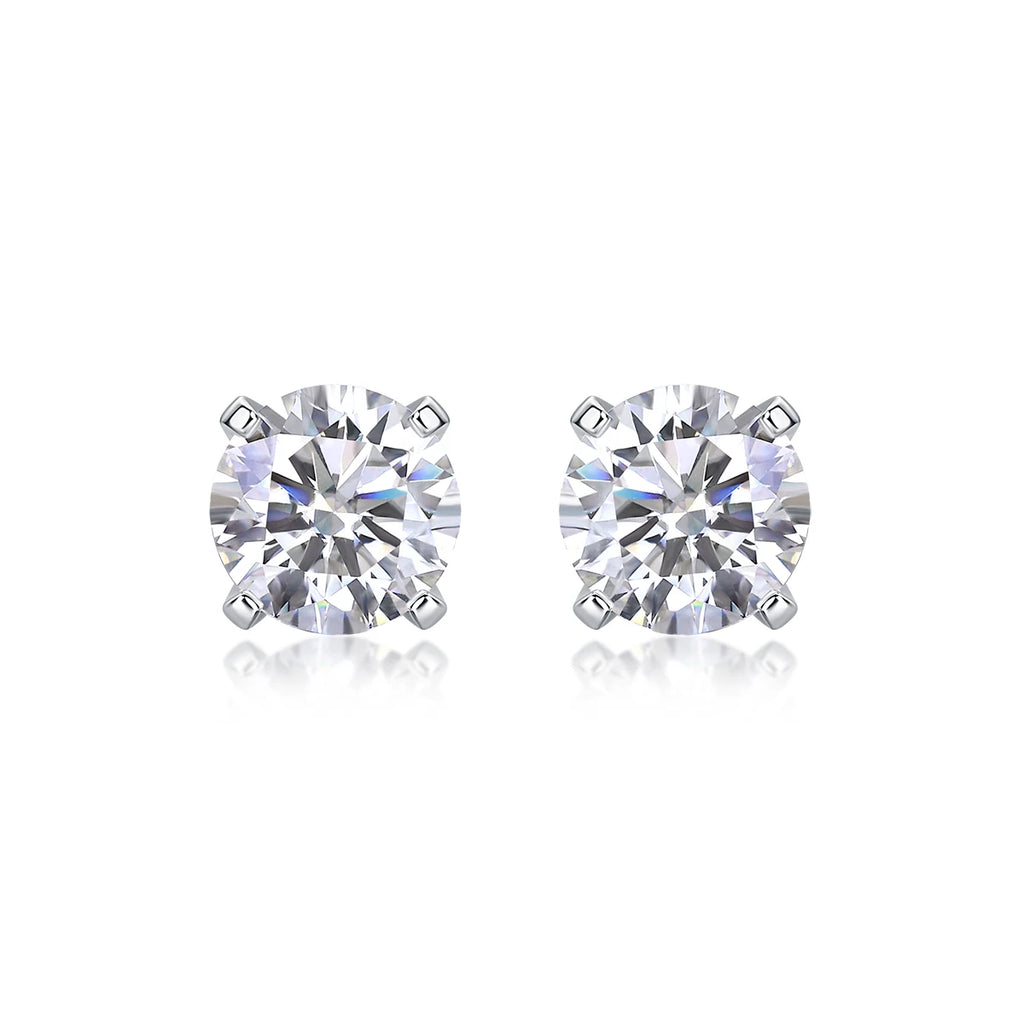 1ct Moissanite Earrings 925 Silver 18K Gold Plated 4 Prong Stud Elegant Jewelry for Women Comes with GRA Certificate