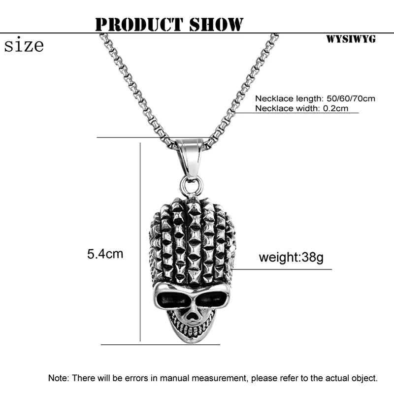 Stainless Steel Skull Pendant, Vintage Gothic necklace Jewelry, High-Quality Steel, Unique Design Sweater chain for Men's Gifts