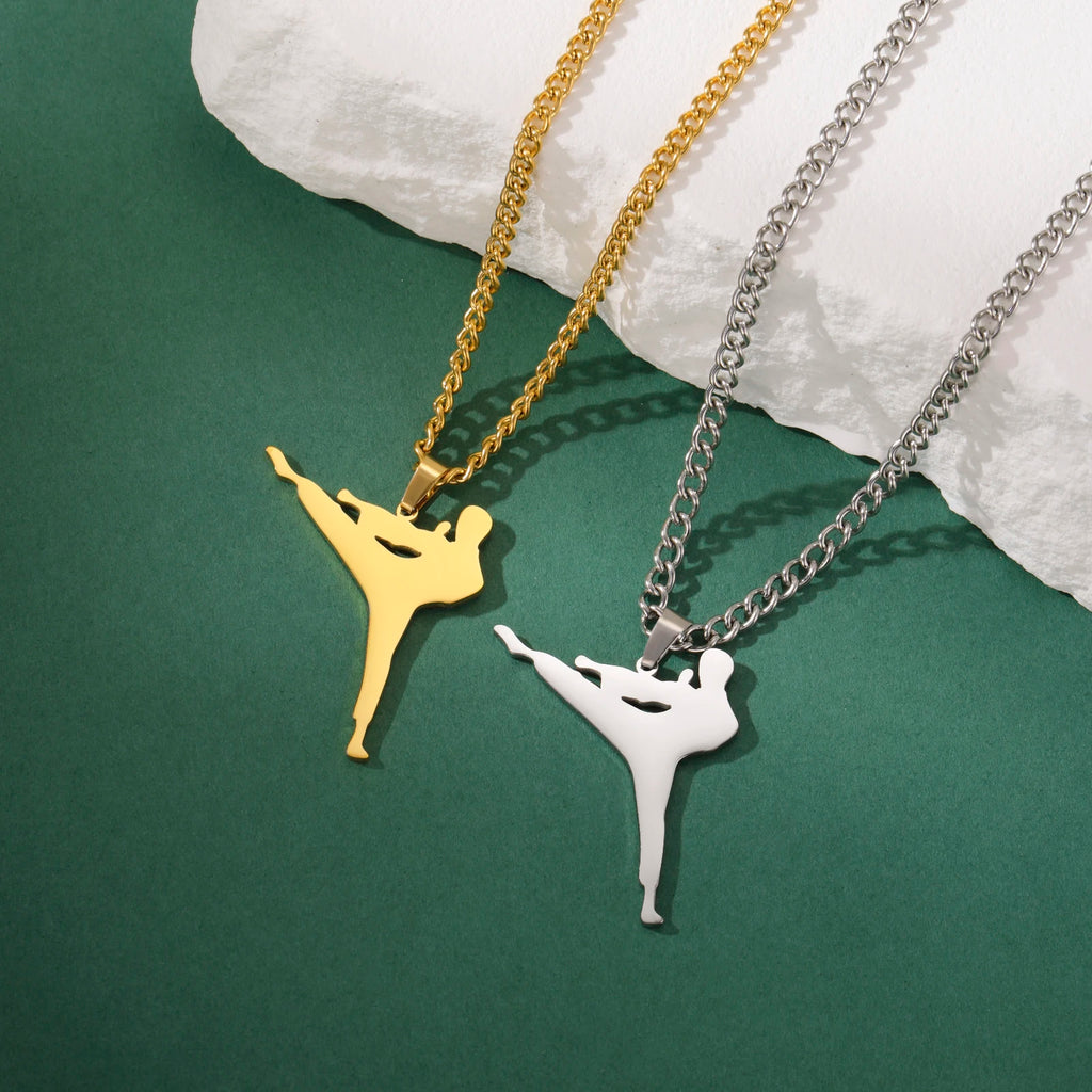 Taekwondo Pendant Stainless Steel Necklace Men's And Women's Fashionable Sports Martial Arts Necklace Birthday Gift Jewelry Gift