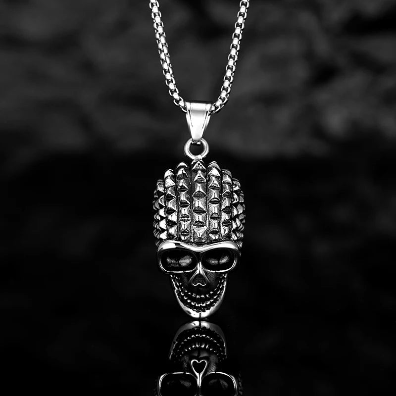 Stainless Steel Skull Pendant, Vintage Gothic necklace Jewelry, High-Quality Steel, Unique Design Sweater chain for Men's Gifts