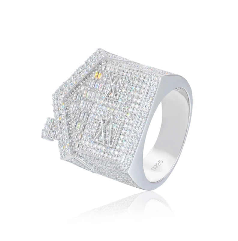 Unisex oval Iced Out VVS1 Moissanite Cross Rings S925 Silver For Men Hip Hop Jewelry