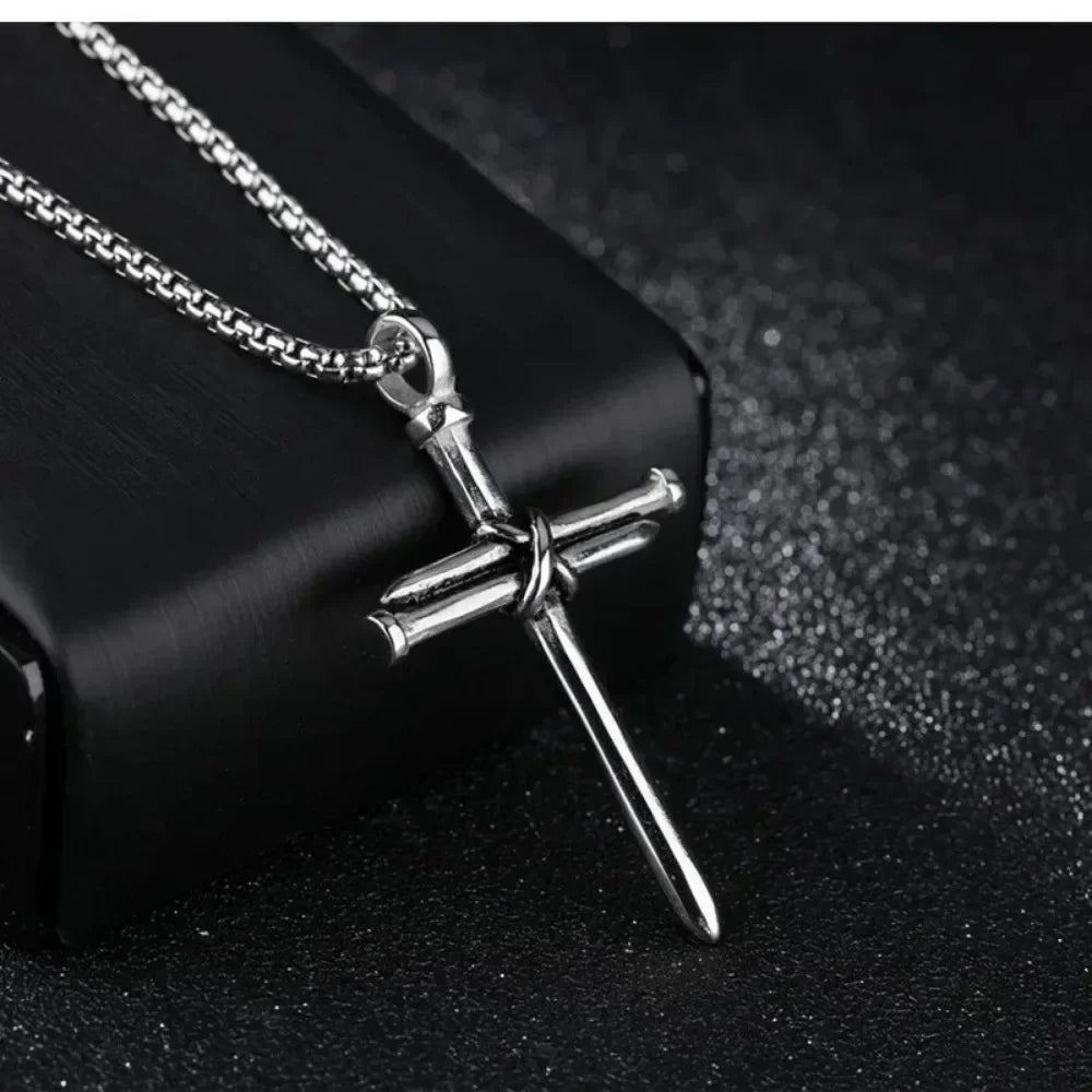 Stainless Steel Necklace Cross Pendant-Chain Necklace Gift for Men Wholesale