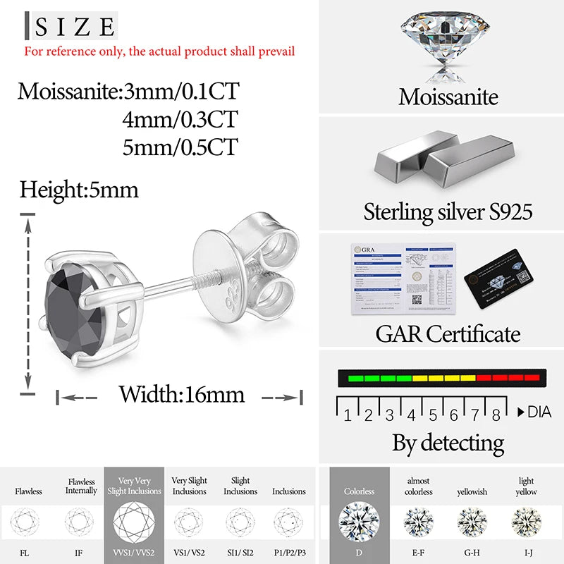 Classic Dollar Moissanite Earring For Women Jewelry Silver 925 Sterling Silver Gold Plated Wedding Jewelry Women Gif