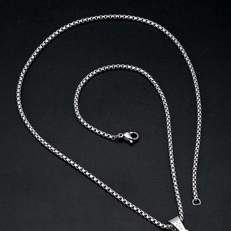 Stainless Steel Skull Pendant, Vintage Gothic necklace Jewelry, High-Quality Steel, Unique Design Sweater chain for Men's Gifts