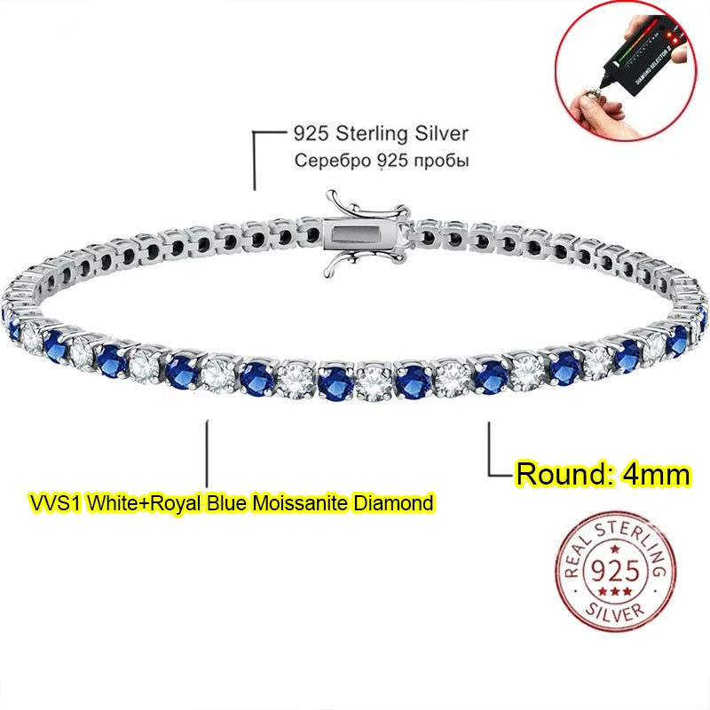 Real Moissanite Tennis Bracelet for Women Men 3.0mm Lab Diamond Bangle with Certificates 925 Sterling Silver Fine Jewelry