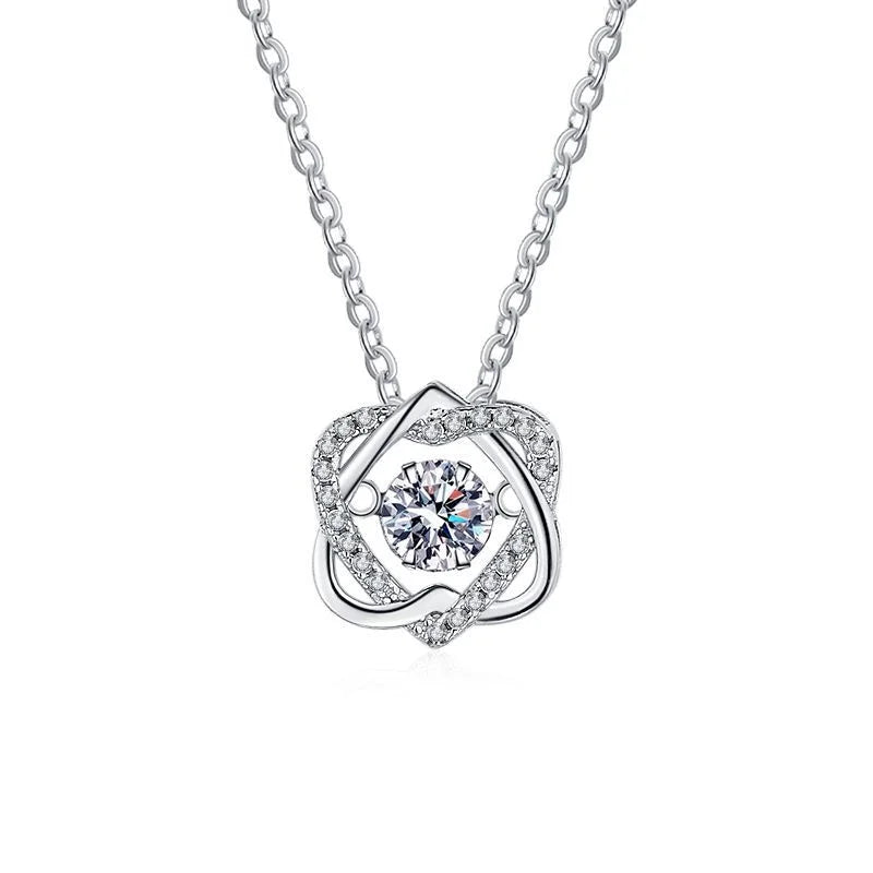 Moissanite Necklace For Women 100% Sterling S925 Silver With White Gold Plated Lab Diamond Jewelry Wedding Pendant with O-chain
