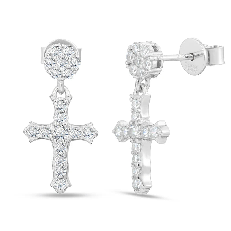 VVS1 Moissanite Cross Earring 925 Silver Earrings For Men Women ﻿Hip Hop Jewelry Party Gifts ﻿