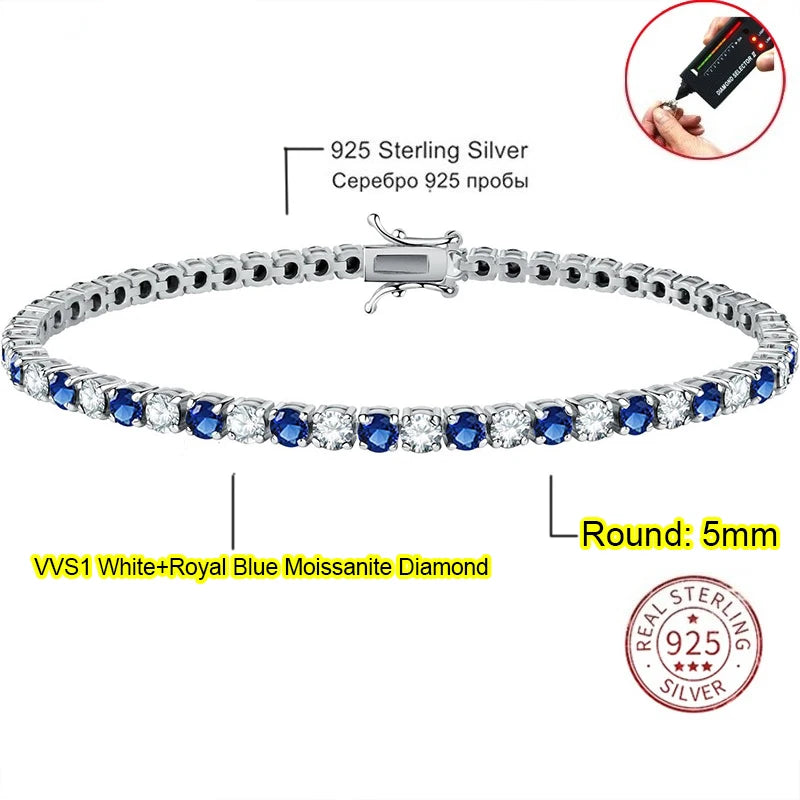 Real Moissanite Tennis Bracelet for Women Men 3.0mm Lab Diamond Bangle with Certificates 925 Sterling Silver Fine Jewelry