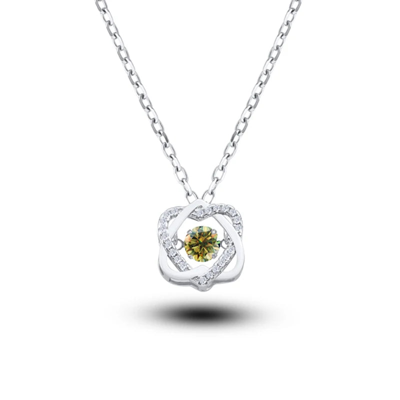 Moissanite Necklace For Women 100% Sterling S925 Silver With White Gold Plated Lab Diamond Jewelry Wedding Pendant with O-chain