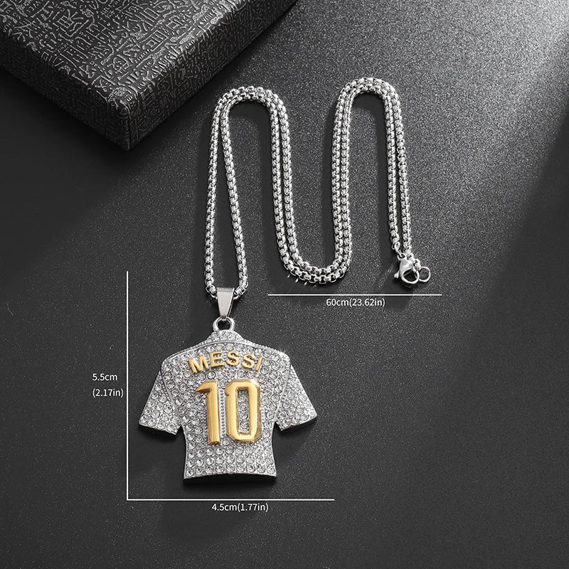 Fashionable and Creative No. 10 Jersey Men's Necklace Personality Charm Hip-Hop Punk Football Lover Jewelry Gift for Women