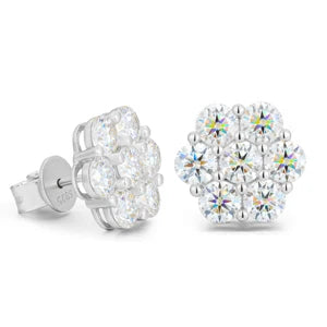 VVS1 Moissanite Earring Sterling Silver Flower Earrings For Women Men Hip Hop Jewelry Gift