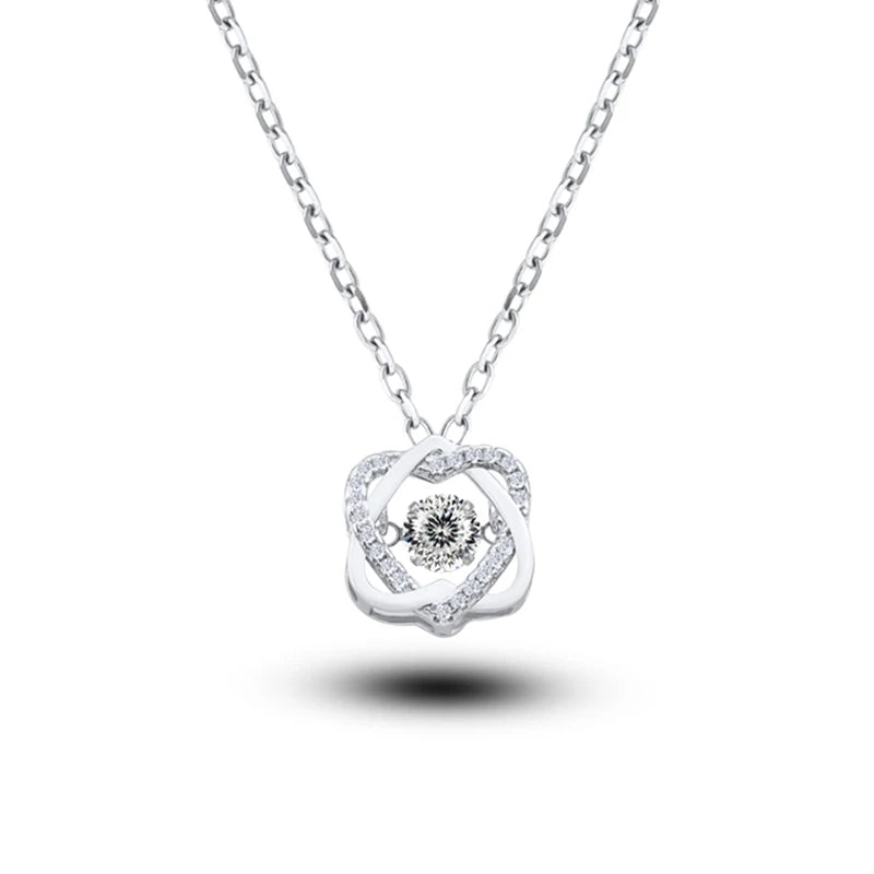 Moissanite Necklace For Women 100% Sterling S925 Silver With White Gold Plated Lab Diamond Jewelry Wedding Pendant with O-chain