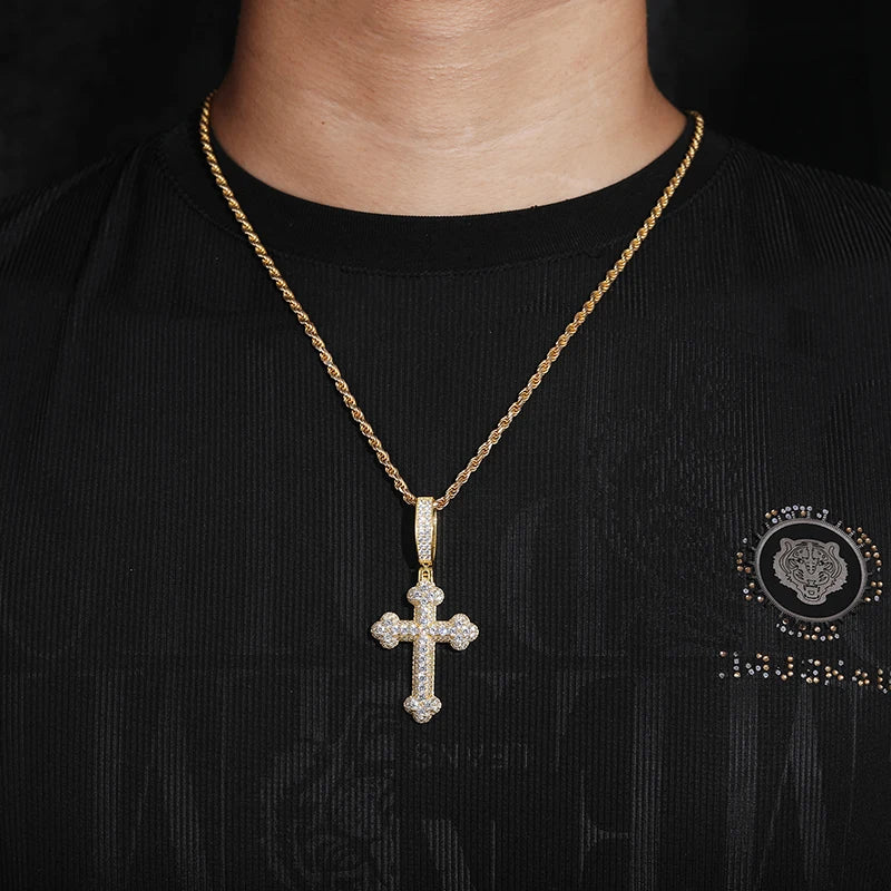 Unisex 925 Moissanite Hip Hop Jewelry Classic Cross Pendant Necklace S925 Silver For Men Hip Hop Jewelry