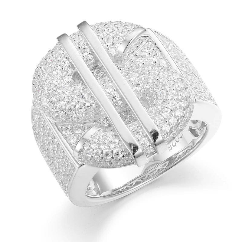 Unisex oval Iced Out VVS1 Moissanite Cross Rings S925 Silver For Men Hip Hop Jewelry