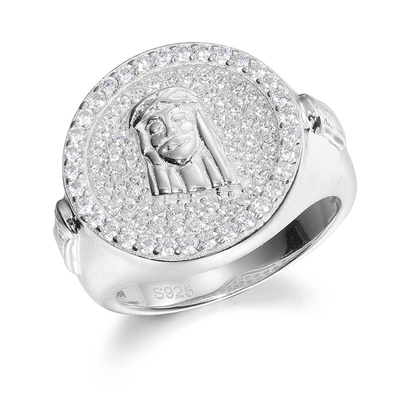 Unisex oval Iced Out VVS1 Moissanite Cross Rings S925 Silver For Men Hip Hop Jewelry