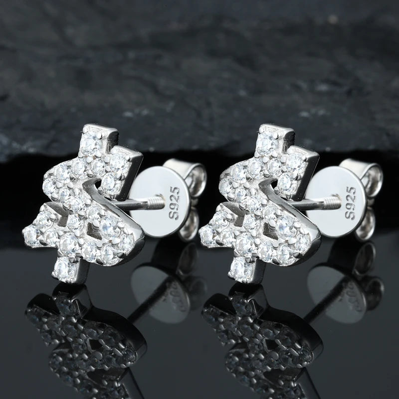 Classic Dollar Moissanite Earring For Women Jewelry Silver 925 Sterling Silver Gold Plated Wedding Jewelry Women Gif