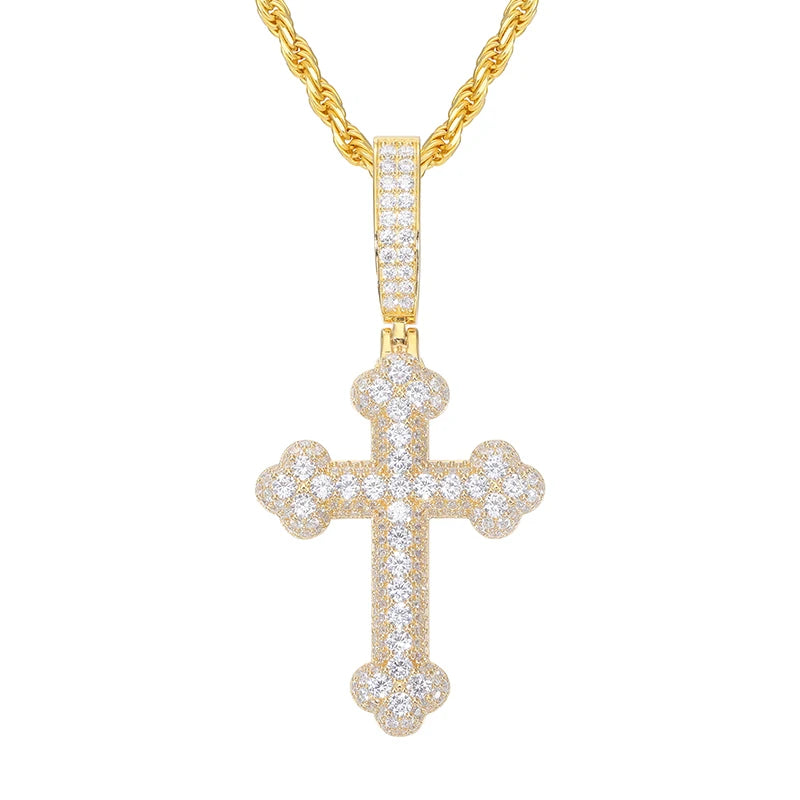 Unisex 925 Moissanite Hip Hop Jewelry Classic Cross Pendant Necklace S925 Silver For Men Hip Hop Jewelry