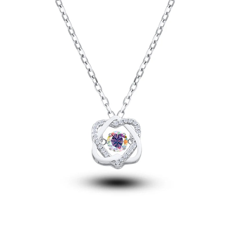 Moissanite Necklace For Women 100% Sterling S925 Silver With White Gold Plated Lab Diamond Jewelry Wedding Pendant with O-chain