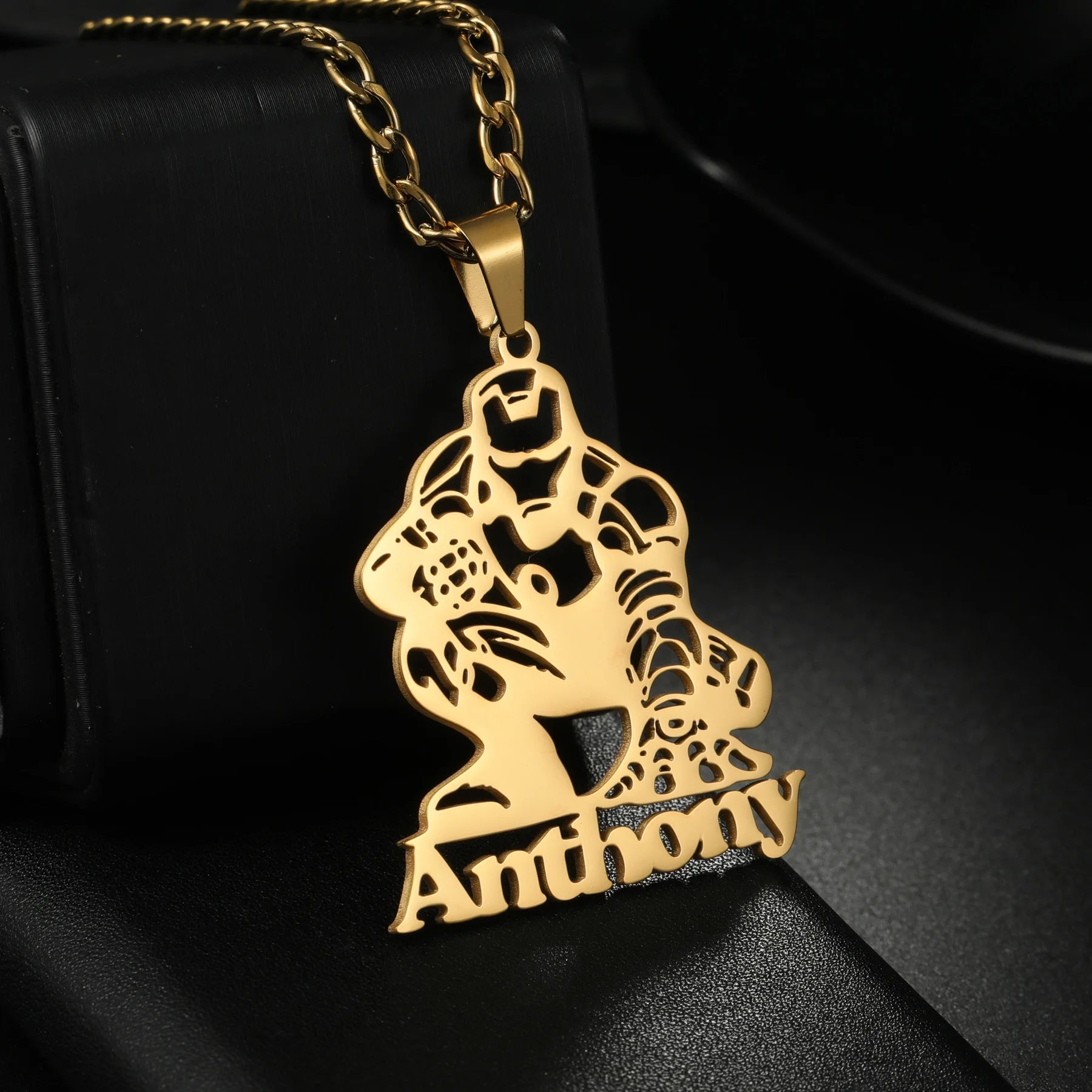 Atoztide Custom Name Necklace for Women Men Sports Helmet Pendant Stainless Steel Jewelry Choker Thick Chain Personalized Gift