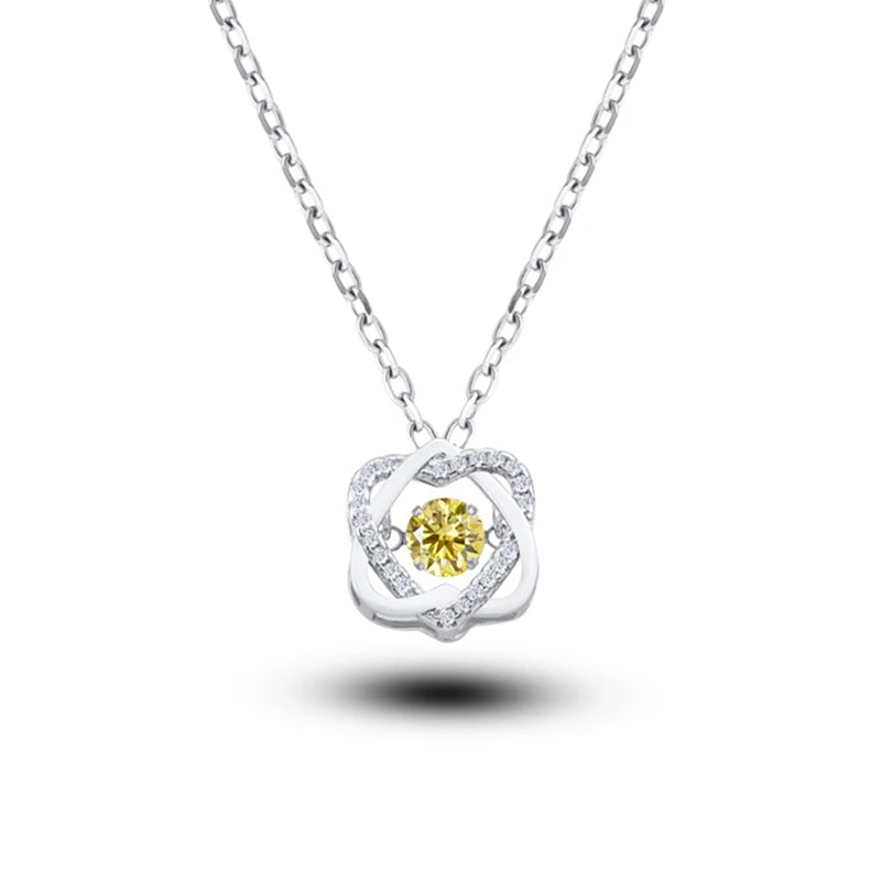 Moissanite Necklace For Women 100% Sterling S925 Silver With White Gold Plated Lab Diamond Jewelry Wedding Pendant with O-chain