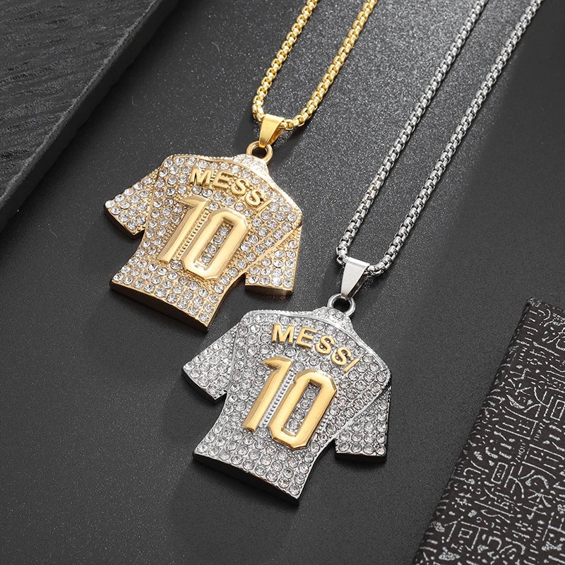 Fashionable and Creative No. 10 Jersey Men's Necklace Personality Charm Hip-Hop Punk Football Lover Jewelry Gift for Women