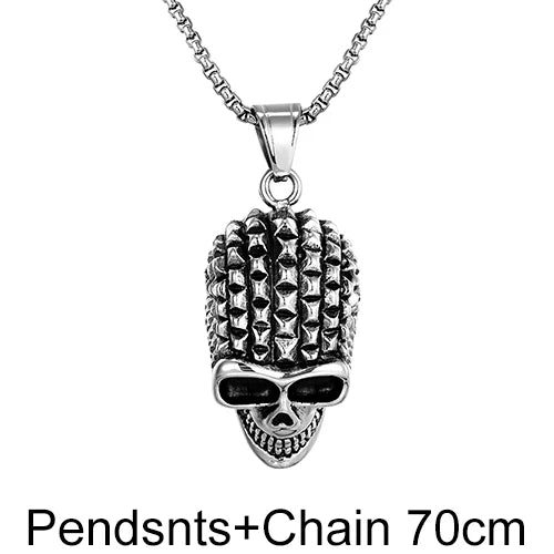 Stainless Steel Skull Pendant, Vintage Gothic necklace Jewelry, High-Quality Steel, Unique Design Sweater chain for Men's Gifts
