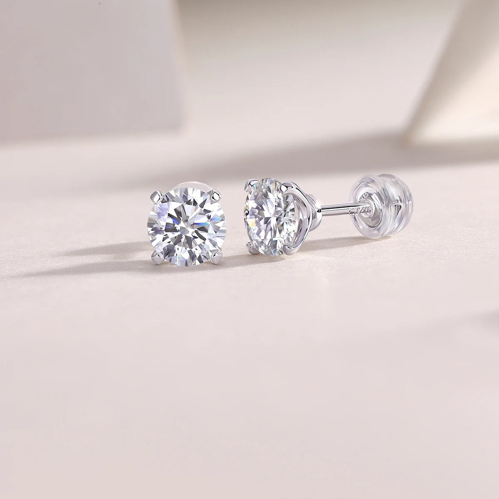 1ct Moissanite Earrings 925 Silver 18K Gold Plated 4 Prong Stud Elegant Jewelry for Women Comes with GRA Certificate