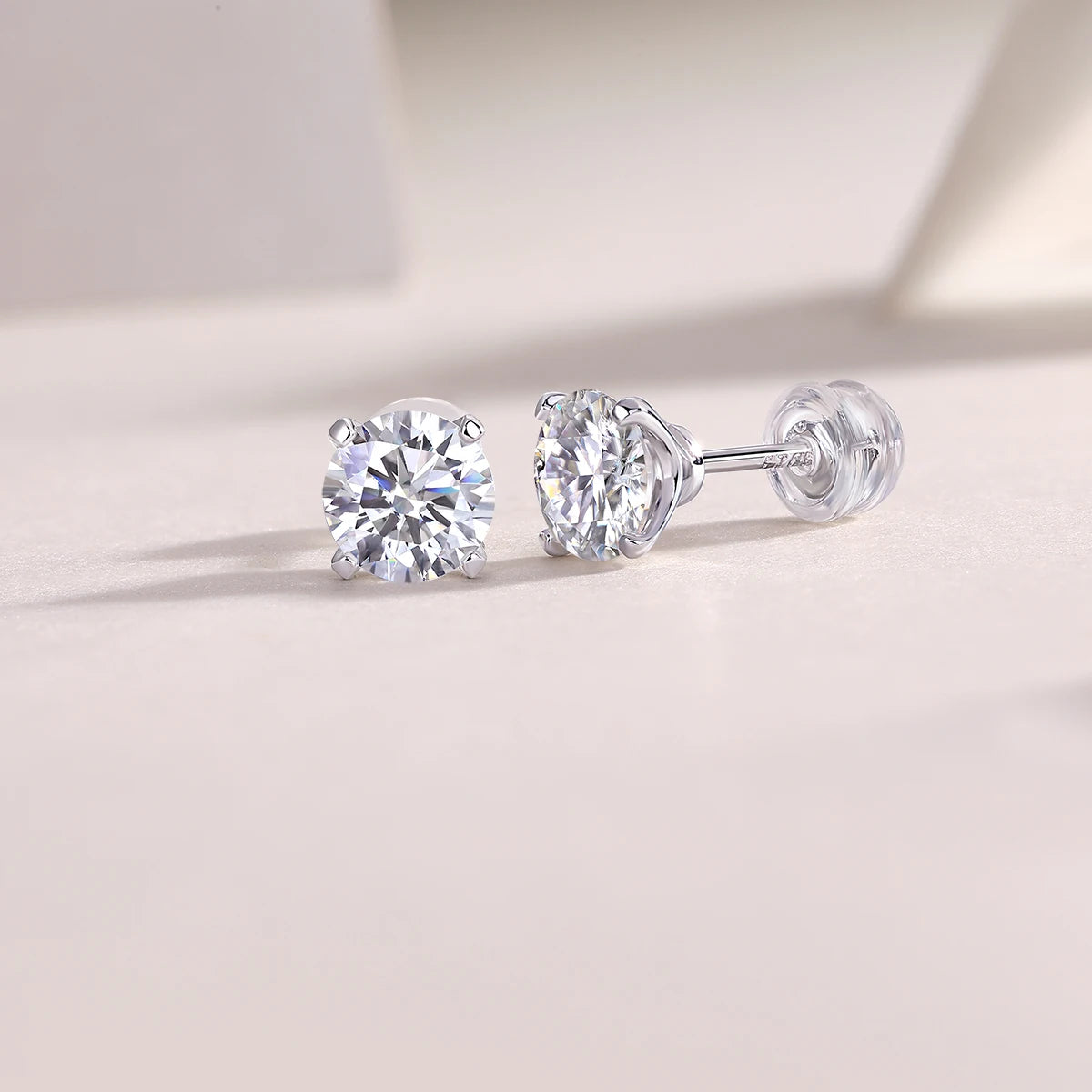 1ct Moissanite Earrings 925 Silver 18K Gold Plated 4 Prong Stud Elegant Jewelry for Women Comes with GRA Certificate