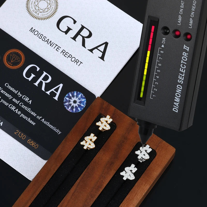 Classic Dollar Moissanite Earring For Women Jewelry Silver 925 Sterling Silver Gold Plated Wedding Jewelry Women Gif